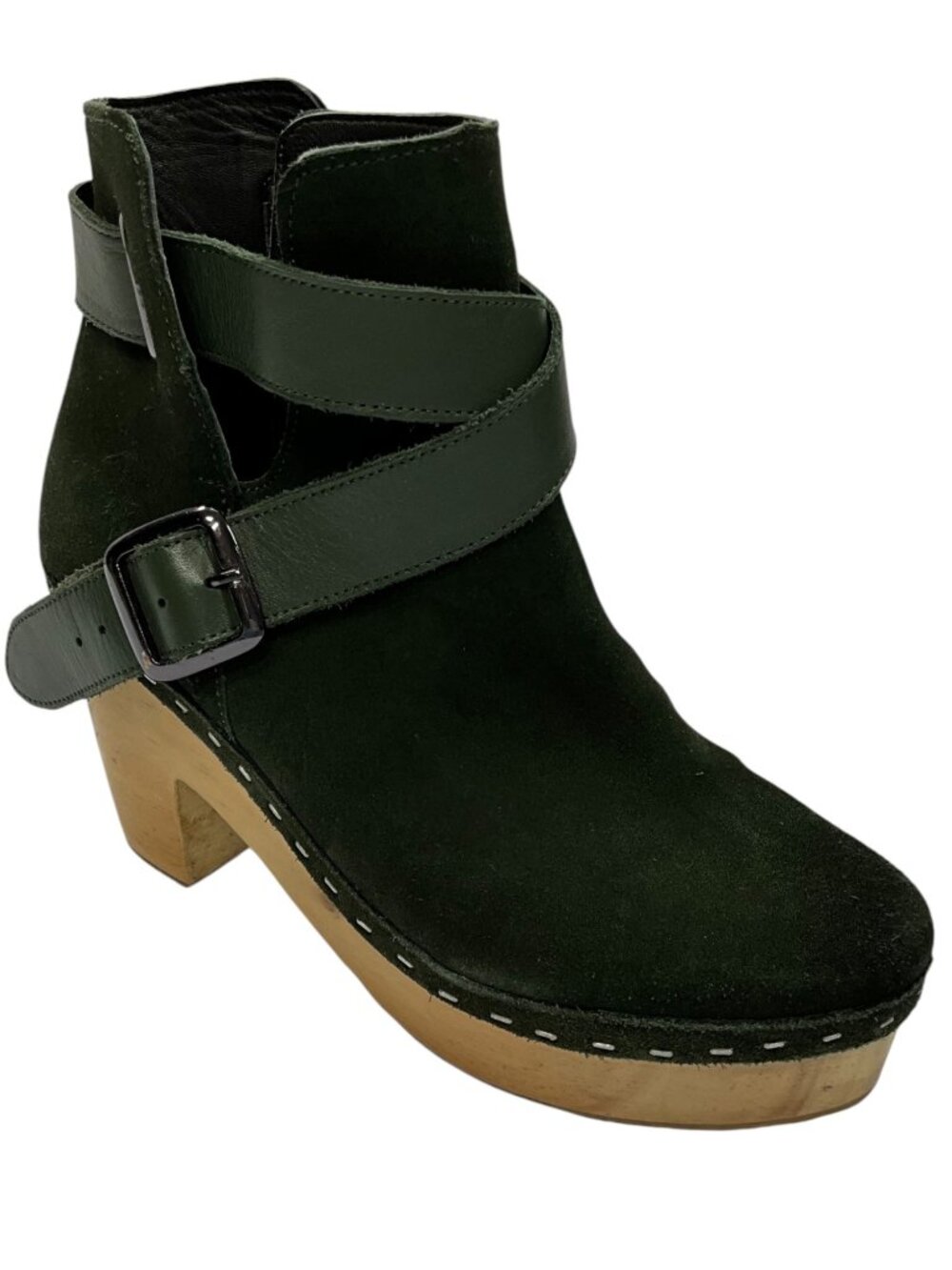 Free People Bungalow Clog Boots 36 Emerald Green Suede Fall Fashion Booties